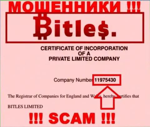 Номер регистрации интернет-ворюг Bitles, с которыми крайне рискованно взаимодействовать - 11975430
