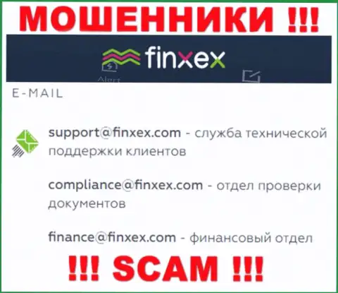 В разделе контактной инфы internet мошенников Finxex, представлен именно этот адрес электронного ящика для связи