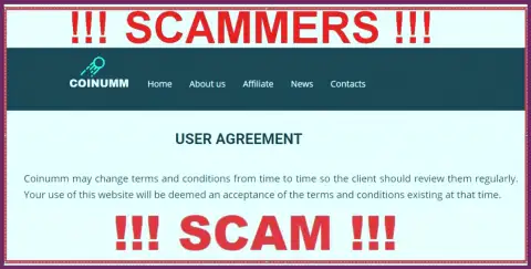 Coinumm Com Scammers can change their agreement at any time