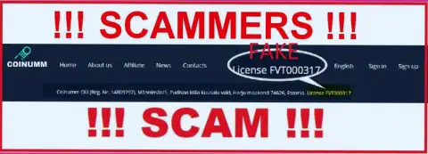 Coinumm Com scammers do not have a license - look ahead