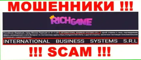 Организация, управляющая обманщиками РичГейм - это NTERNATIONAL BUSINESS SYSTEMS S.R.L.