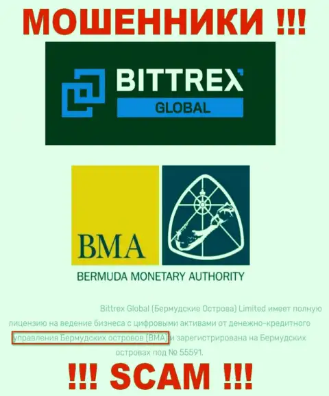 И контора Global Bittrex Com и ее регулирующий орган - Управление денежного обращения Бермудских островов (BMA), являются мошенниками