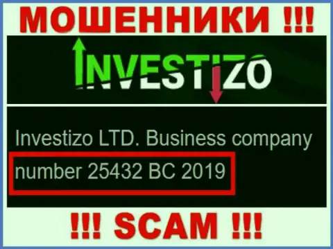 Инвестицо Лтд internet мошенников Investizo LTD было зарегистрировано под этим регистрационным номером: 25432 BC 2019