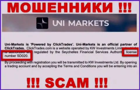 Будьте очень бдительны, UNIMarkets Com отожмут денежные активы, хотя и указали свою лицензию на сайте