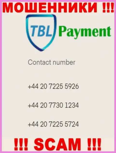 Мошенники из конторы TBL-Payment Org, для разводилова людей на средства, задействуют не один номер телефона