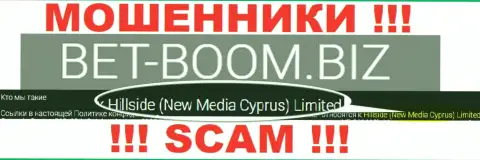 Юридическим лицом, управляющим мошенниками Bet Boom Biz, является Хиллсиде (Нью Медиа Кипр) Лтд