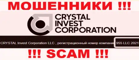 Регистрационный номер организации Crystal Invest Corporation, скорее всего, что ненастоящий - 955 LLC 2021