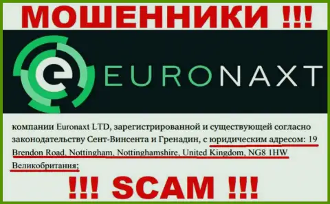 Юридический адрес регистрации организации EuroNax у нее на сайте фейковый - это СТОПРОЦЕНТНО МОШЕННИКИ !!!