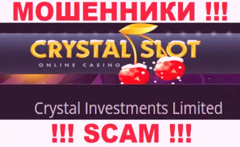 Организация, владеющая обманщиками Кристал Слот Ком - это Crystal Investments Limited