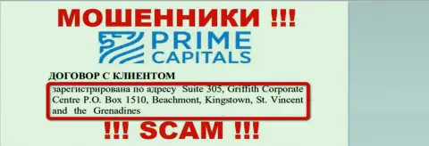 Prime-Capitals Com пустили корни на территории Kingstown, St. Vincent and the Grenadines и беспрепятственно прикарманивают вложенные деньги