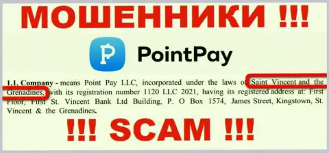 ПоинтПэй Ио - это незаконно действующая компания, зарегистрированная в оффшорной зоне на территории Kingstown, St. Vincent and the Grenadines