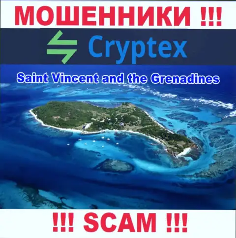 Из Криптекс Нет вложенные денежные средства возвратить невозможно, они имеют офшорную регистрацию: Saint Vincent and Grenadines