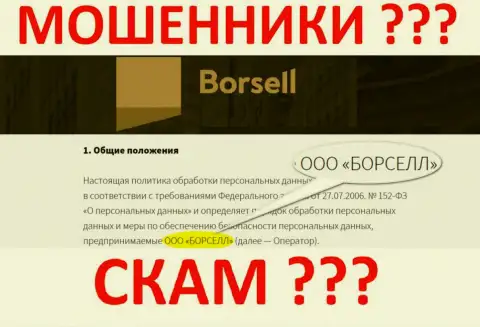 ООО БОРСЕЛЛ - это компания, управляющая мошенниками Борселл Ру