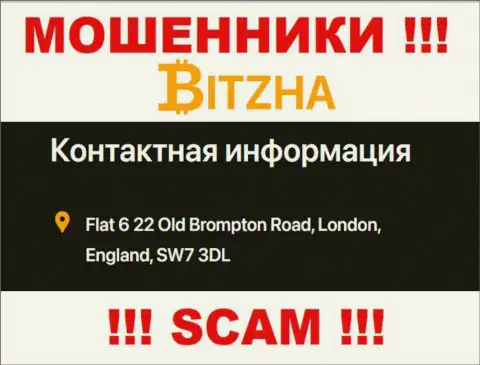 Верить сведениям, что Bitzha24 Com распространили у себя на сайте, на счет юридического адреса, не рекомендуем