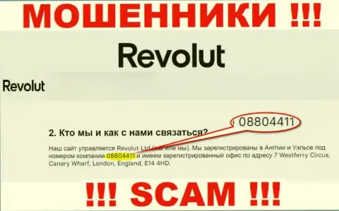 Будьте очень внимательны, присутствие регистрационного номера у организации Revolut (08804411) может быть ловушкой