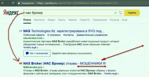 Первые 2 строчки Yandex - НАС Технолоджес Лтд кидалы!