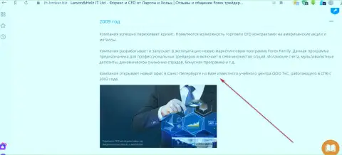 На интернет-портале Форекс брокерской компании Ларсон Хольц сказано, что фирма Трейдинговая компания Санкт-Петербурга (ТКС) является ни кем иным, как ее региональным представительством
